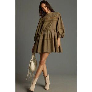 Pilcro Long-Sleeve Mock-Neck Swing Mini Dress M